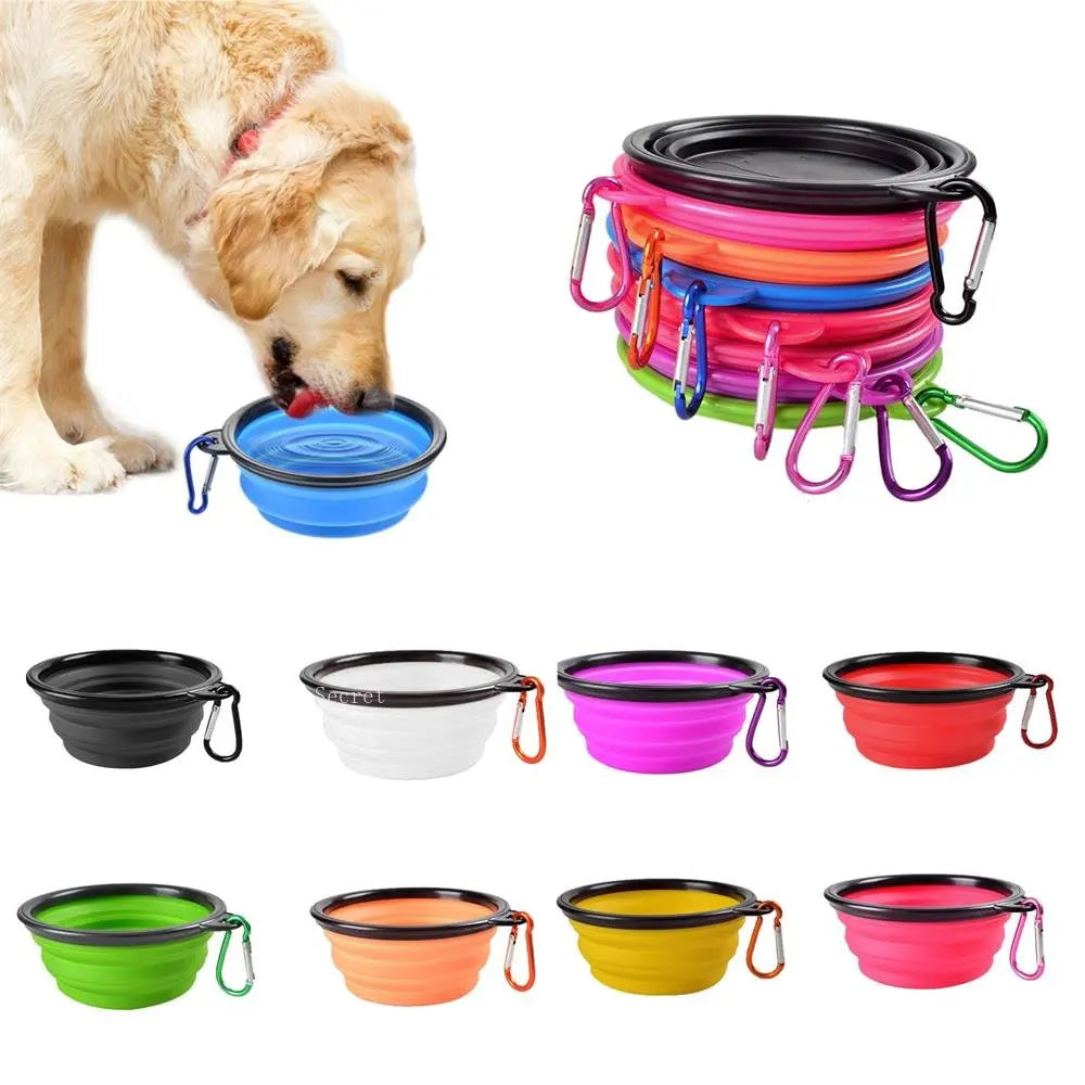 Collapsible Silicone Food and Water Bowl with Carabiner