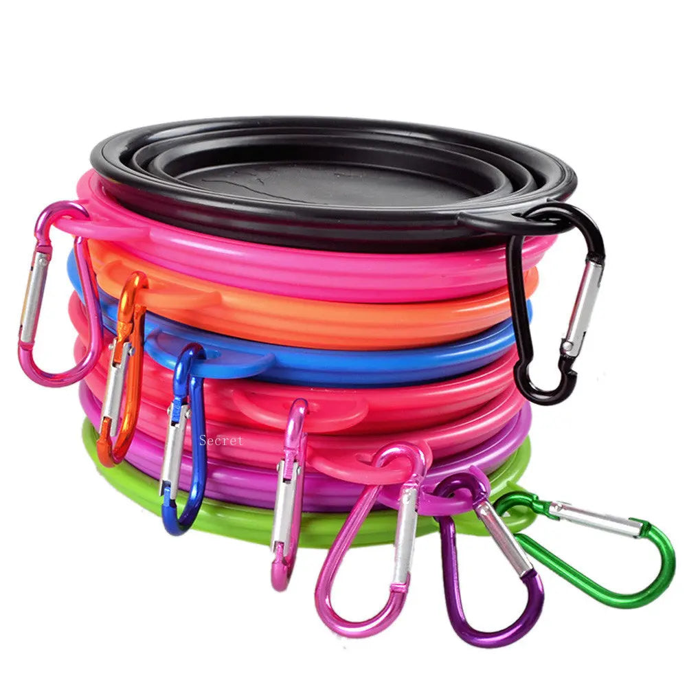 Collapsible Silicone Food and Water Bowl with Carabiner